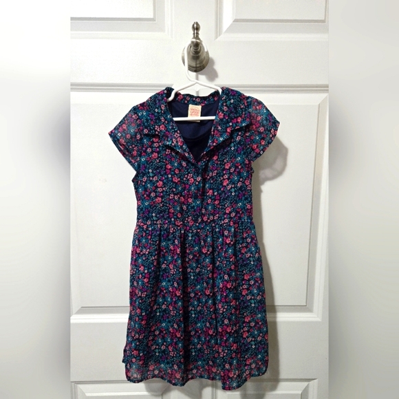 Faded Glory Blue and Pink Flutter Sleeve Sundress - Picture 1 of 4